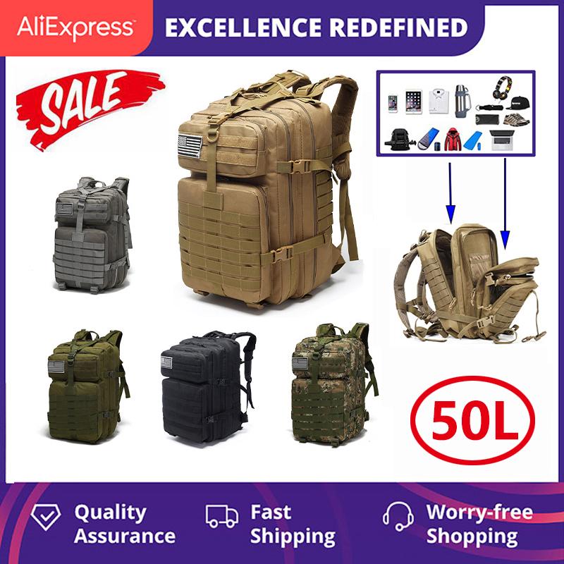 

Top Outdoor 50L Waterproof Army Military Molle Tactical Backpack Softback Durable Rucksack ClimbingCamping Hunting Sport Bags