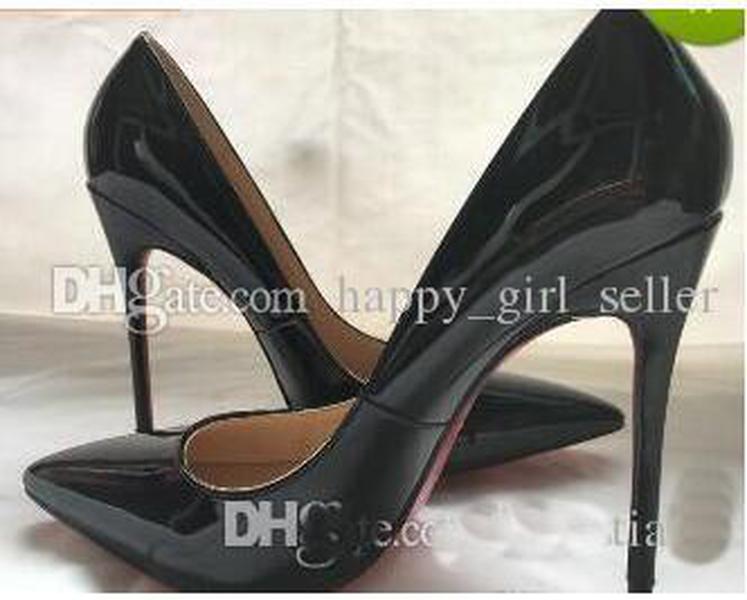 

LOUBOUTIN CHRISTIAN free shippWomen Black Sheepskin Nude Patent Leather Poined Toe Women Pumps,120mm Fashion Red Bottom High Heels Shoes FfQ