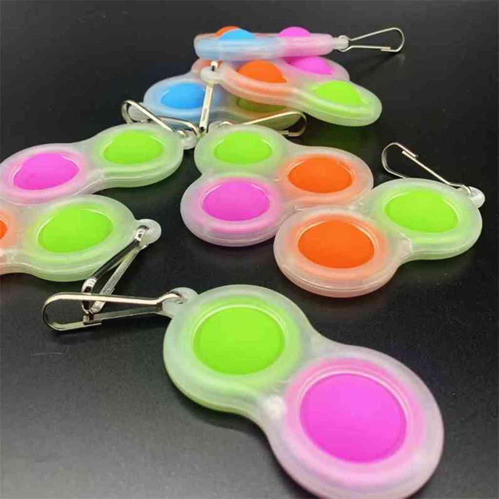 

Fluorescent Push Pop bubble popper Fidget Sensory Toy Key ring Glow in the Dark Autism Special Needs Stress Reliever Simple kids baby Key Ch