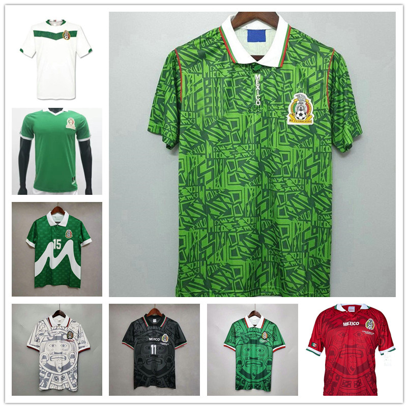 

1998 Retro Edition Mexico Soccer Jersey 1998 World Cup Soccer Shirt Mexico Home blue Soccer Shirt Away white Short Sleeved football uniforms, Ivory