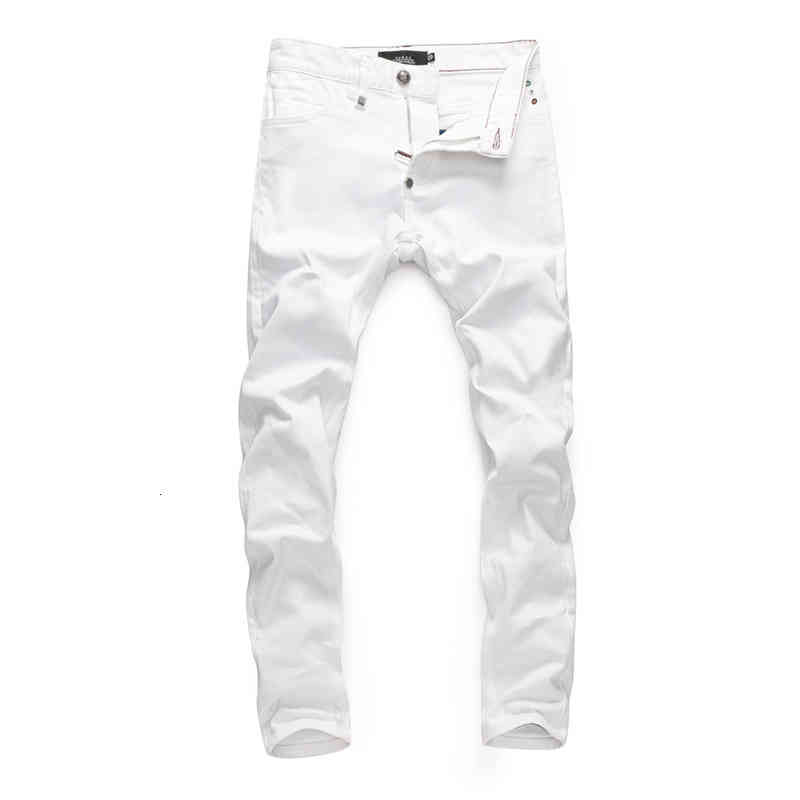 

Men's Jeans European Style plein brand Men white jeans mens slim denim trousers Skulls Straight Stretch pants for men 3KJI, 1# shoe box