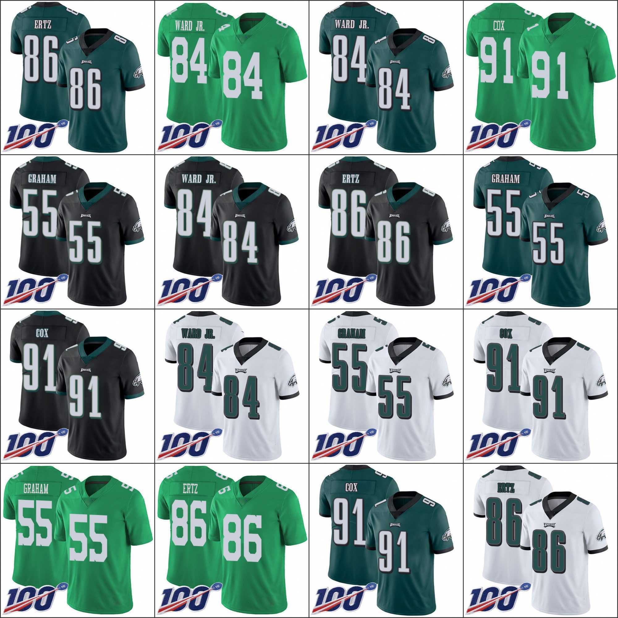 

PhiladelphiaEaglesMen #55 Brandon Graham 84 Greg Ward Jr. 86 Zach Ertz 91 Fletcher Cox Women Youth 100th Limited Jersey, Black;red