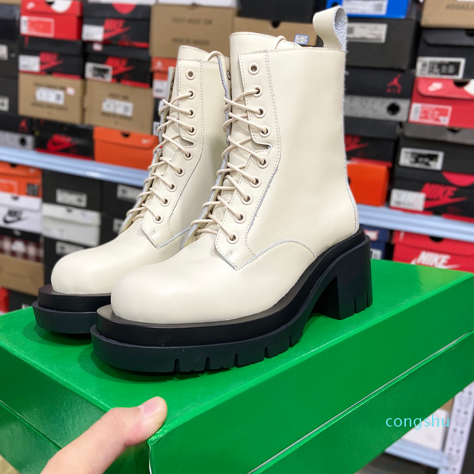 Women's fashion designer Martin boots long-legged Chelsea all-match platform round toe shoes