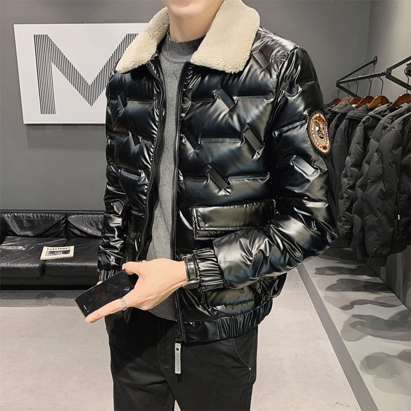 

Designer Veste Homme Mens Down Jacket Light And Warm Lamb Fur Collar Short Coat Mens Top Parka Men Chaqueta Hombre Winter Mens, Black