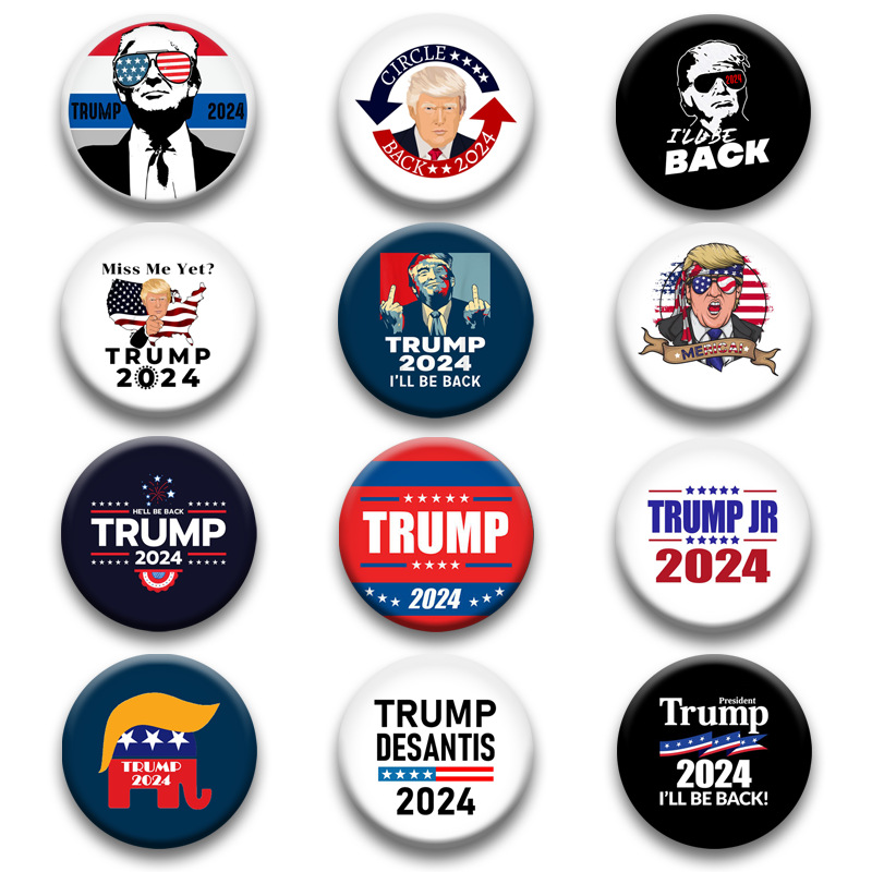 

Trump 2024 Metal Badge 12 Styles Pin Button Medal For America President Election