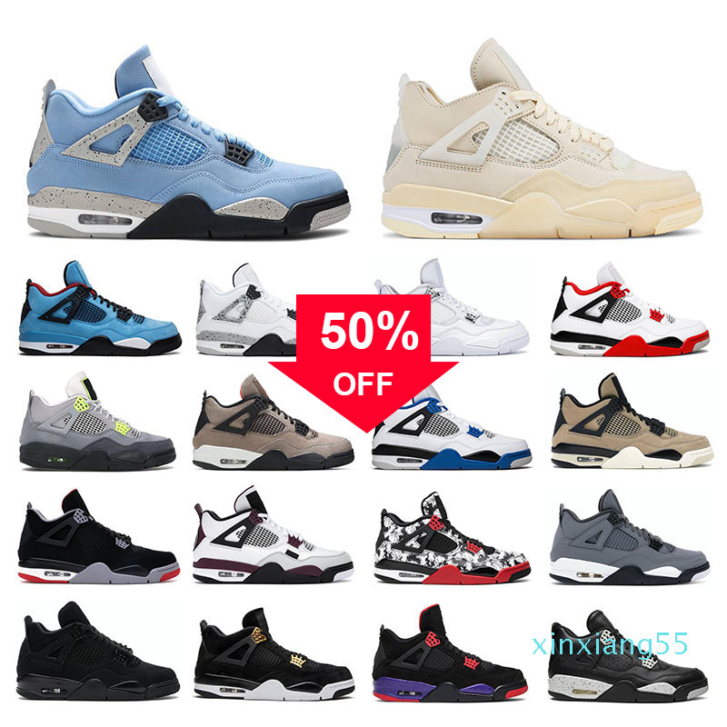 

Men Basketball Shoes 4 Jumpman University Blue White Oreo Taupe Haze Cool Grey Fire Red Bred Neon 4s Sport Sneakers Size 5 .5 -13