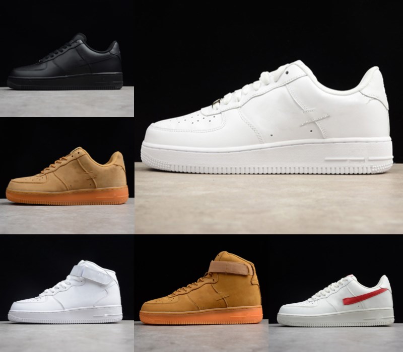 

classic 2021 One 1 Men casual shoes High Low Triple White Black Wheat color sandal Outdoor Sports Fashion Women Mens Trainers US 36-46, Box