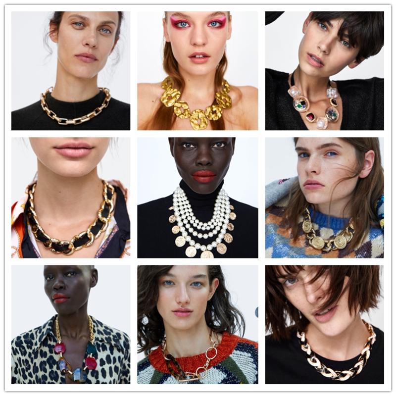 

Chokers JURAN Vintage Pearl Choker Statement Necklace For Women 2021 Arrival Metal Chain Trendy Long Pendent Jewelry