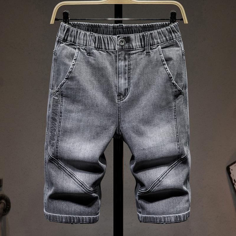 

Men's Shorts 7XL 6XL 5XL Fashion Denim 2021 Summer Plus Size Loose Straight Embroidered Drawstring Casual Short Jeans Male, Smoky gray