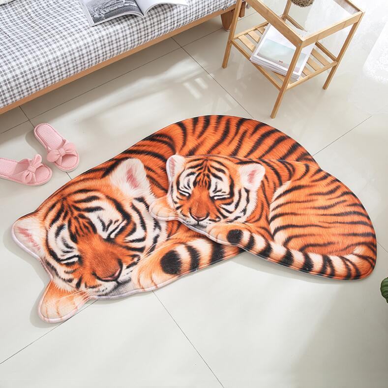 

Carpets High Quality Handmade Lion Tiger Shape Washable Carpet Short Hair Pet Mat Cartoon Rug Kitchen Floor Mats Welcome Doormat