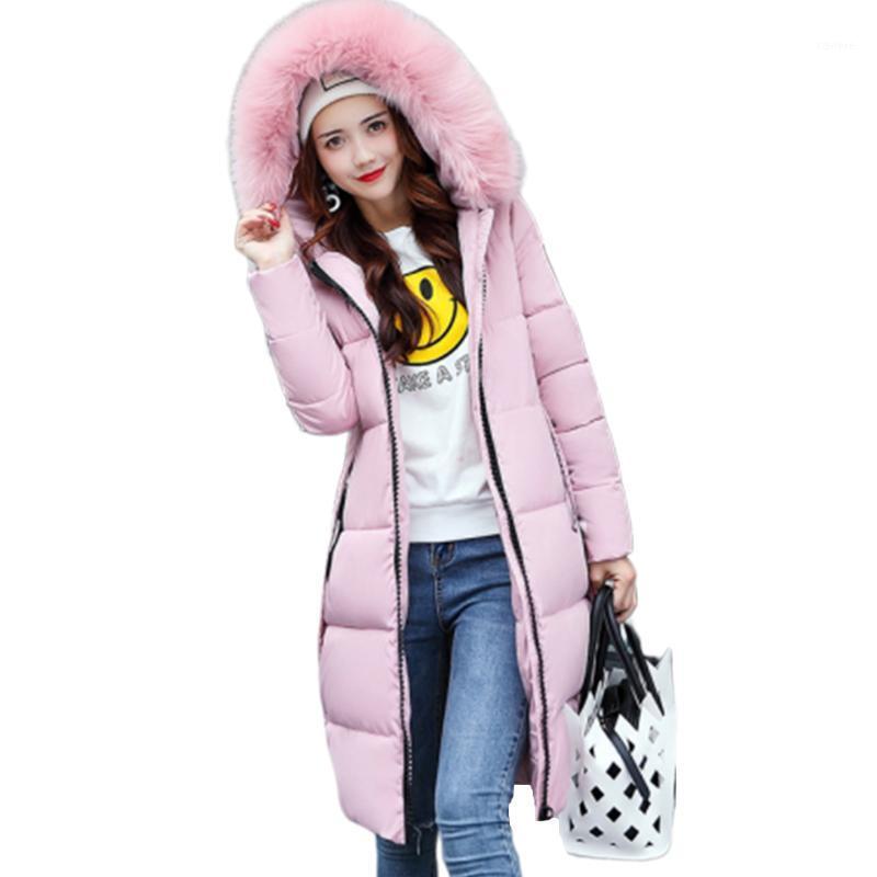 

Winter Jacket Women Big Fur Collar Hood Parka Long Coat Slim Glossy Down Thick Parkas Quilted Puffer Korean Plus Size 4xl Women's, Red parka