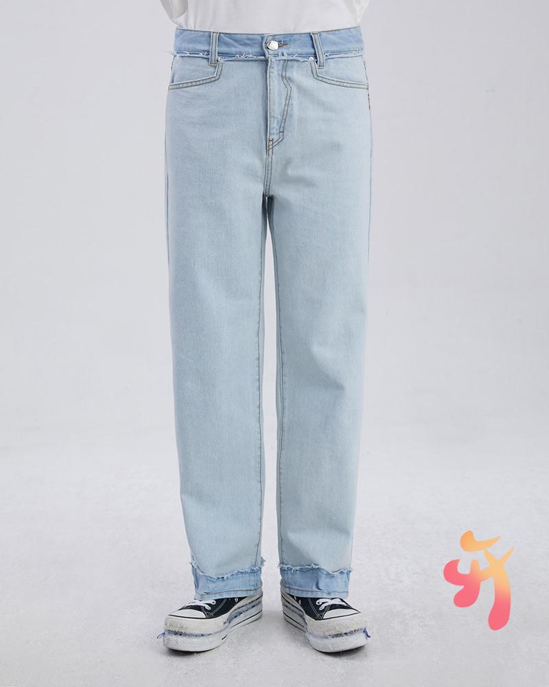 

Men's Jeans Women's Ader Error High Quality Washed White Stitching Double Trousers Edge Denim Pants Oversize Adererror, Maidao-blue