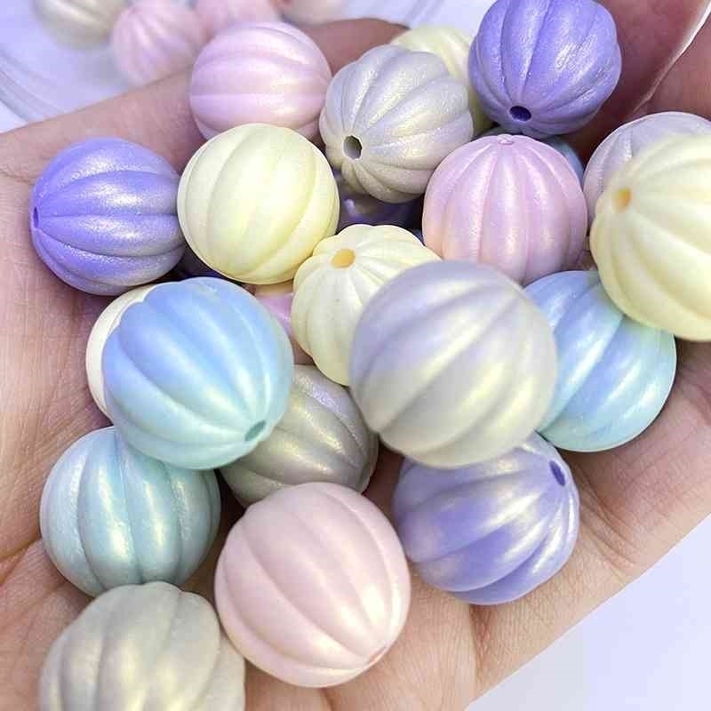 

Pastel Pearl Colors Round Pumpkin Acrylic Beads 200pcs 16mm Loose Lucite Plastic DIY Necklace Earring Bracelet Beading Bead