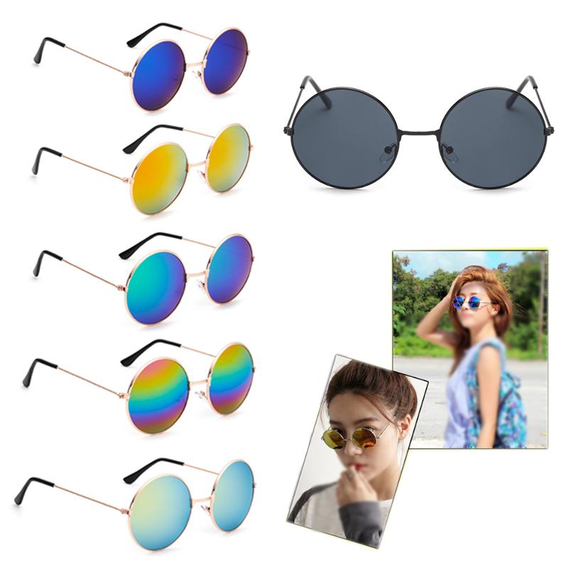 

Sunglasses Fashion Colorful Reflective Round Frame Women Shade Trend Anti-UV Glass Accessories