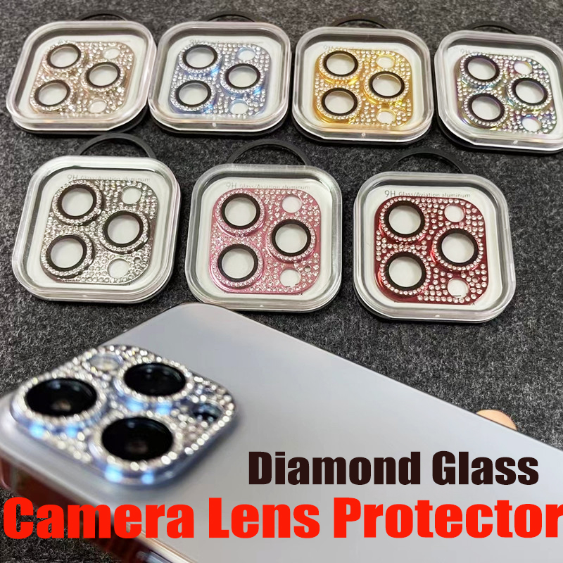 

Quality Diamond Armor tempered glass phone camera lens protector for iphone 13 12 mini 11 pro max Titanium alloy glass glitter blingbling with retail box