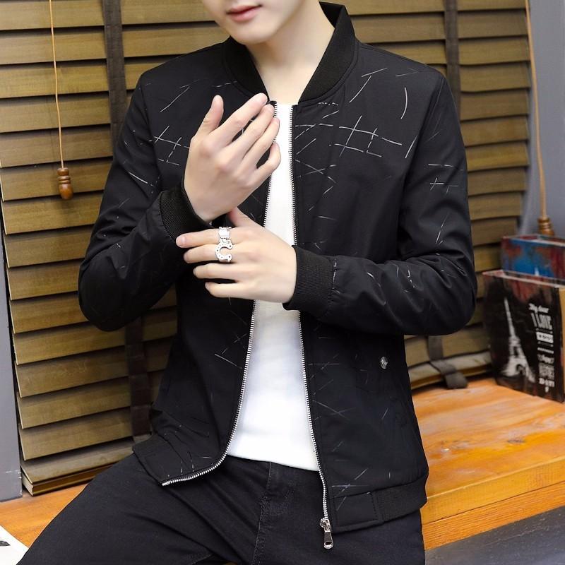 

Men's Jackets Jacket 2021 Spring And Autumn Top Youth Baseball Collar Casual Coat Fashion Thin, Black