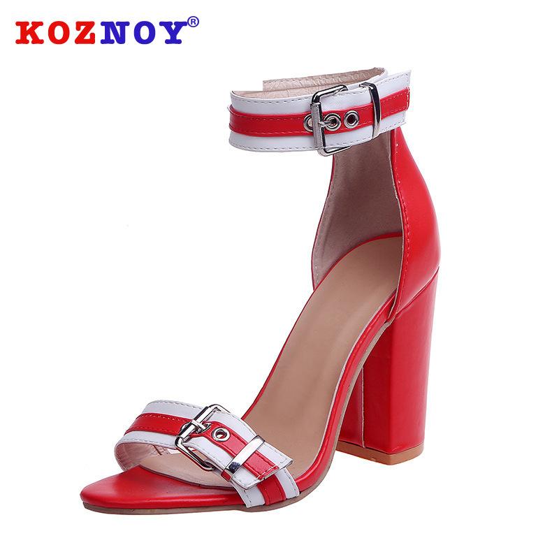 

Sandals Fujin Summer Shoes Women 2021 High Heels Fashion Buckle Strap Square Heel Comfortable Fish Mouth Causal Breathable, Black