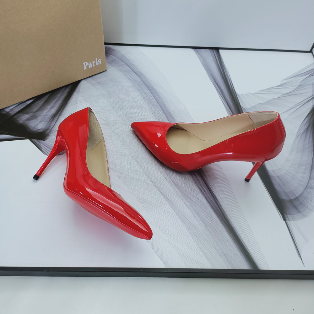 

Shoes Brand Woman Red Bottoms High Heels Patent Leather Platform Peep-toes Sandals Designer Pointy Toe Dress Luxury Womens Shallow Mouth Red, Black
