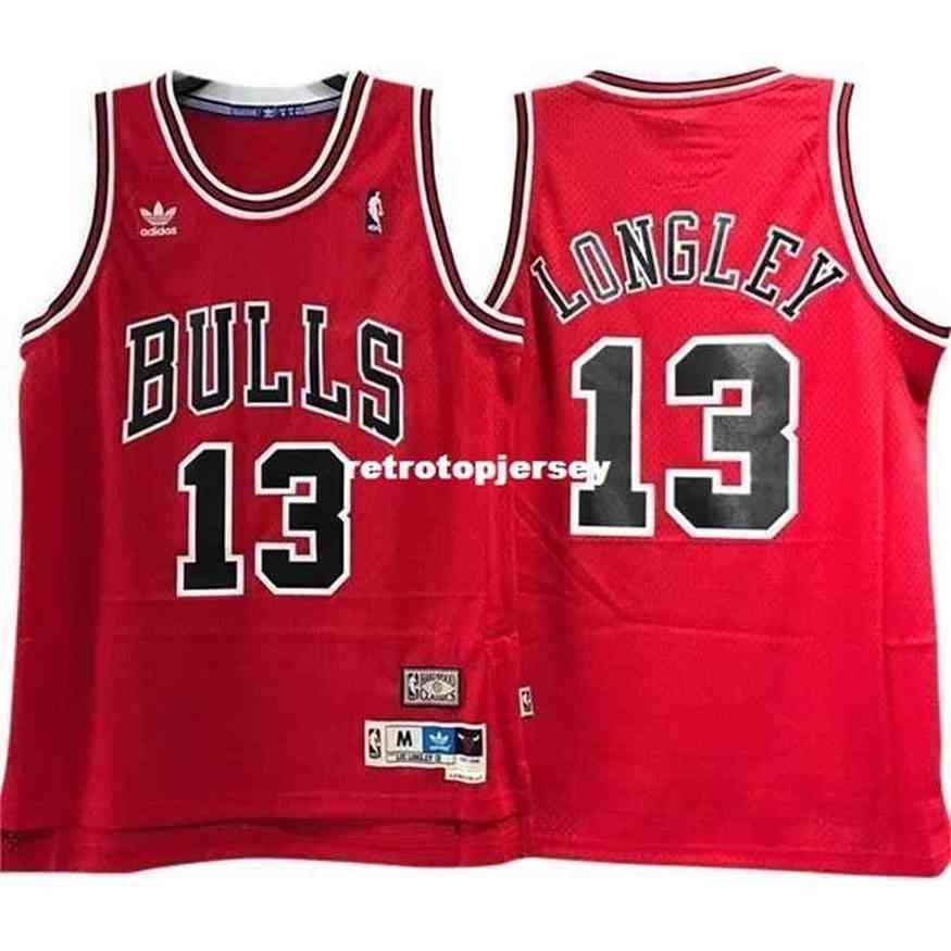 

high LUC Sewn LONGLEY #13 quality Retro red Vintage Top JERSEY Mens Vest Size XS-6XL Stitched basketball Jerseys, Black