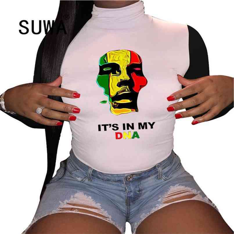 

Letter Print O Neck Long Sleeve Tank Top Spring Summer Women Casual Slim Streetwear Crop Female Vacation Clothes 210525, Multi