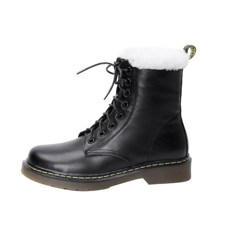 Boots Winter British Retro Riding Boots, Leather And Fur Snow Women's