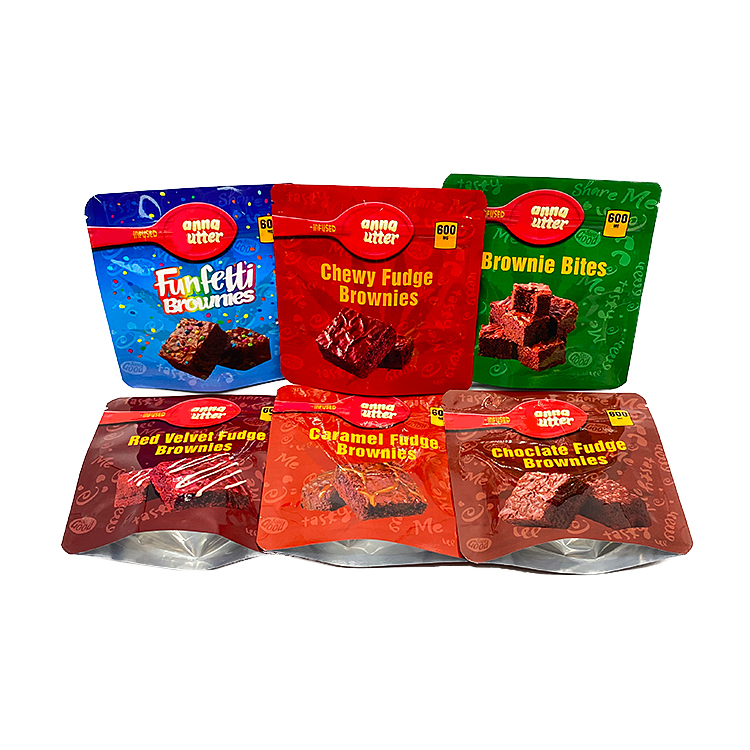

600mg cereal bag chocolate carame red velvet chewy fudge funfetti brownies bites food snack mylar bags smell proof stand up pouch edible packaging plastic bag