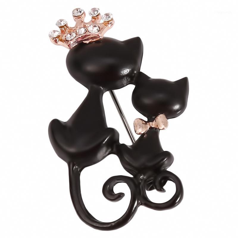 

Pins, Brooches Mysterious And Elegant Black Cat Brooch Adorn Sweater Double Animal Badges Jewelry Accessories, Gray