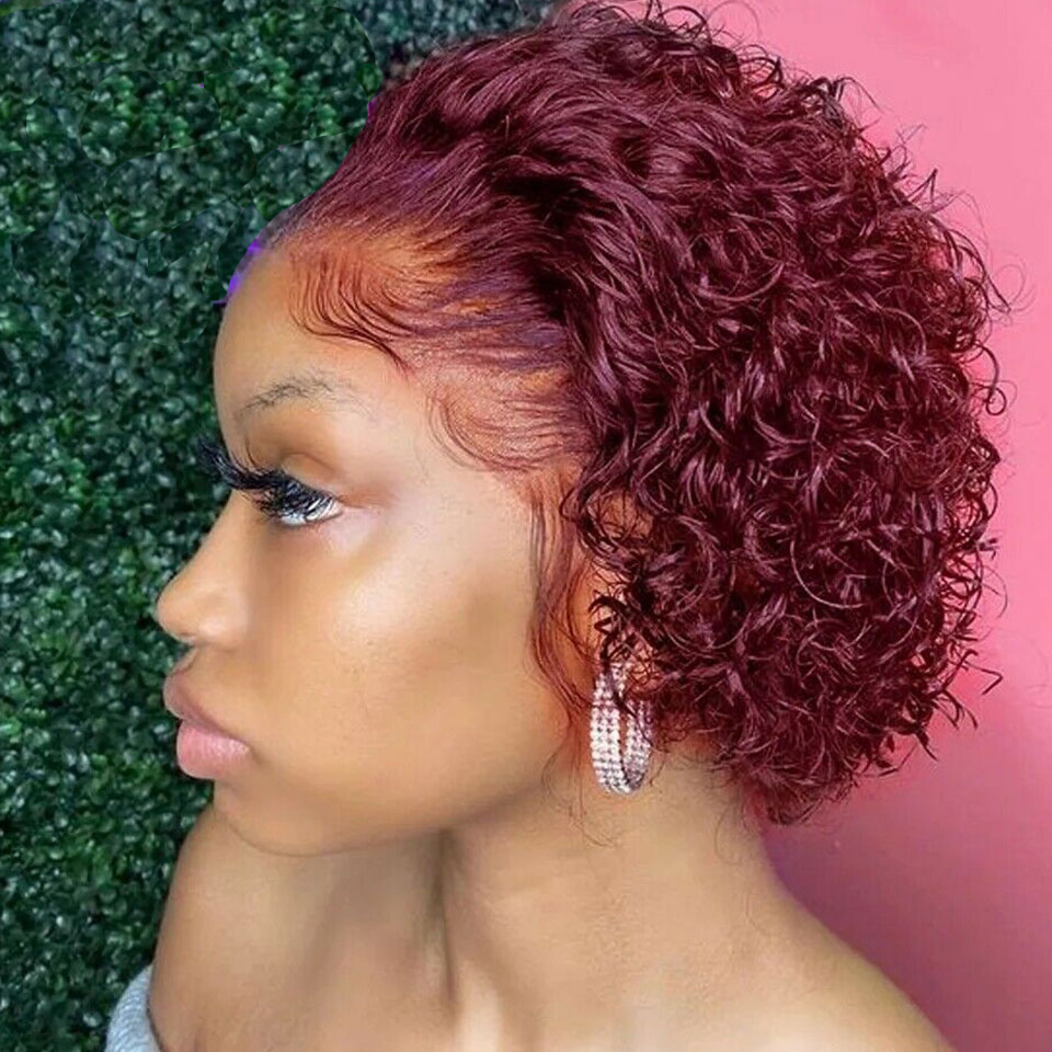 

2021 Promotion Wholesale Low Price Pixie Curly Lace Frontal Wig Supplier Wholesale and Retail Virgin Human Hair Top Quality Available Multiple Color Optional, Colour