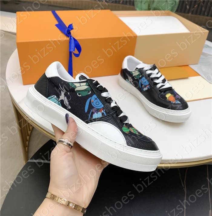 

Ollie Sneaker Multicolor Watercolor Casual Shoes Suede Calf-Leather Double Laces Colorful Tie-Dye Luxurys Designer Sneakers, Black