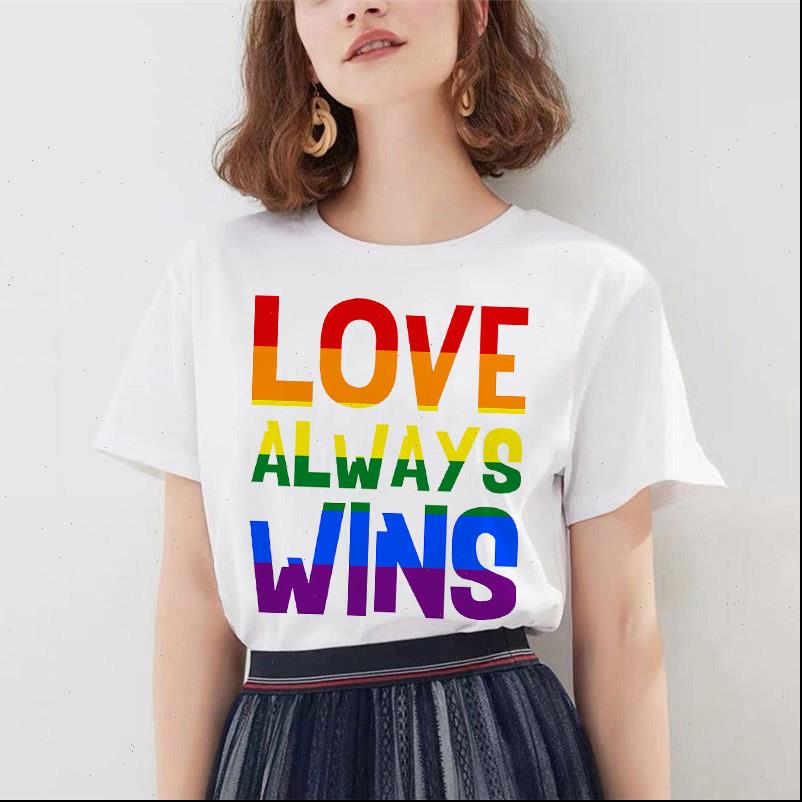 

women tee t shirt pride lgbt gay love lesbian rainbow design print for summer casual is femme, White