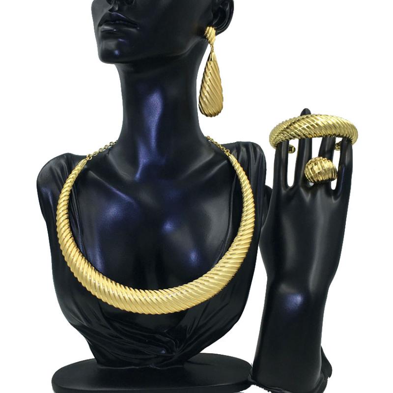 

Earrings & Necklace Mejewelry Est Brazil Gold Plated Jewelry Set High Quality Wedding Banquet Dating FHK12177, Silver
