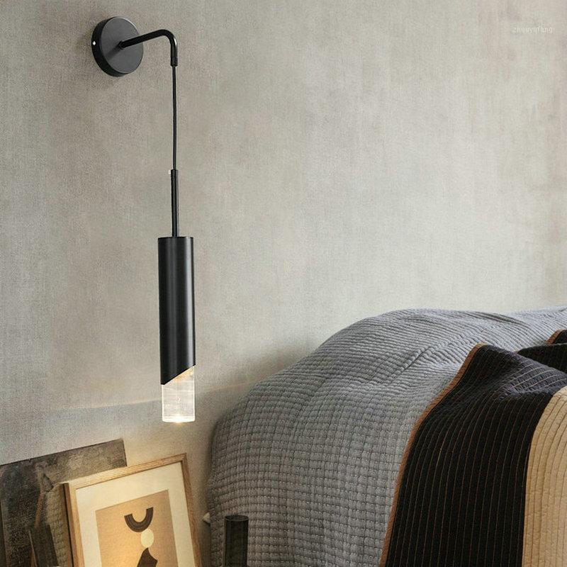 

Modern Simple Gold Black Wall Bedside Lamps Metal Sconce Indoor Home Hanging Light For Hallway Study Living Room Entrance Lamp