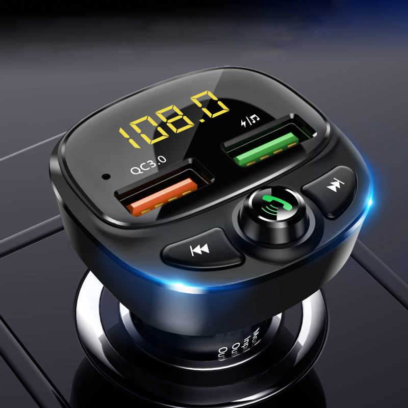 

QC3.0 Dual USB Fast Charger Car Bluetooth-compatible 5.0 Fm Transmitter MP3 Player Car Kit TF Card Adapter Handsfree Calling