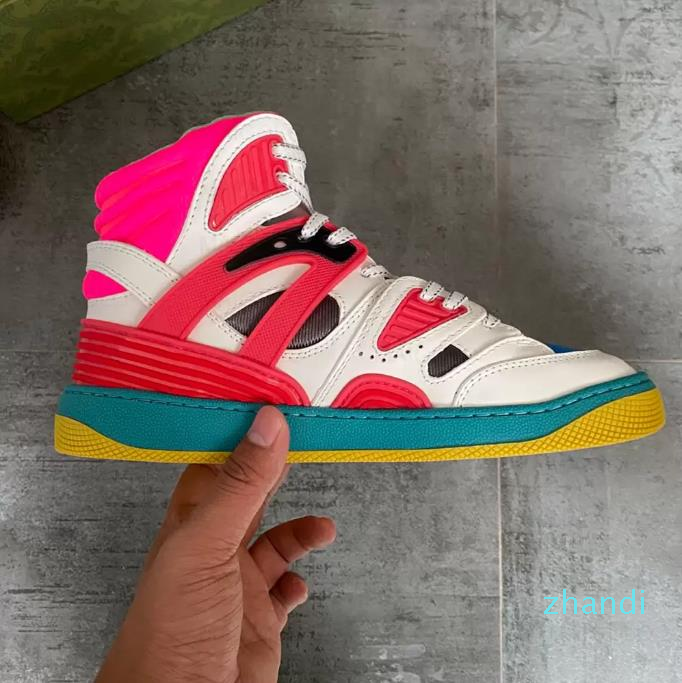 

1977 High-Top Quality Men Basket Shoes Tennis Rhyton Rubber Sole Red Green Bottom Stripe Colorful Canvas Brand Leisure Casual White, As picture4