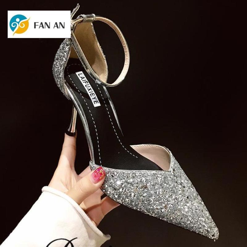 

European Style High Heel Women Pumps 2021 Spring Womens Shiny Single Shoes Fashion Comfortable Bridal Wedding Dress, Black