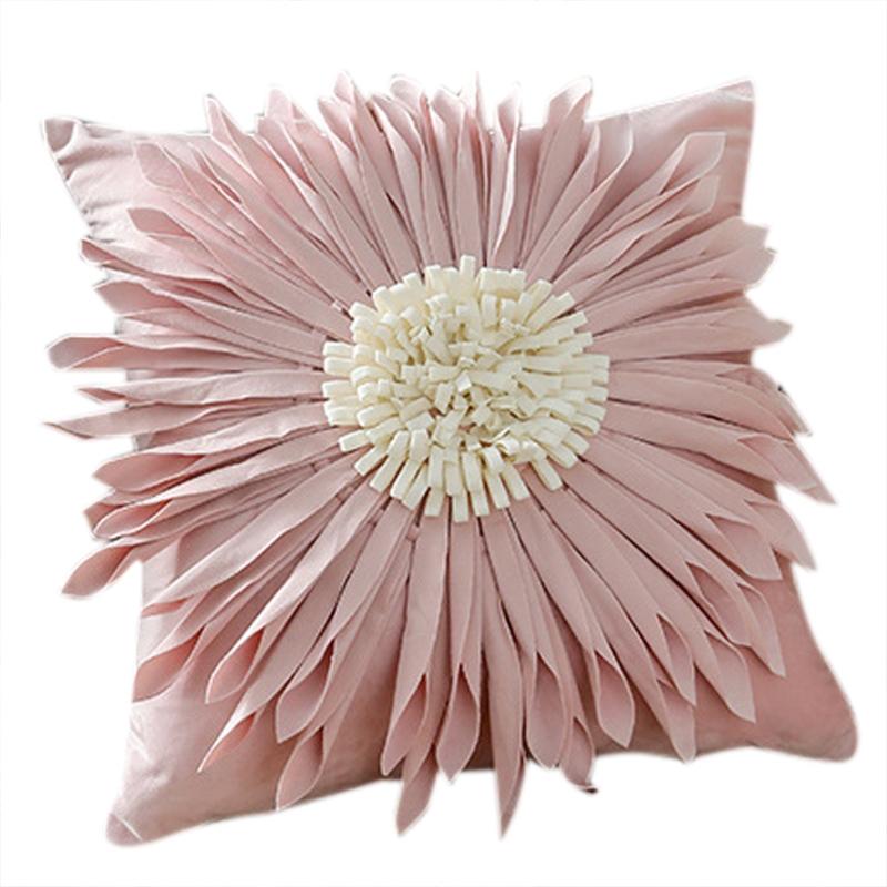 

Cushion/Decorative Pillow Q9QF Nordic Style Three-dimensional Flowers Cushion Cover Handmade Throw Covers Home Decor Backrest, Pink