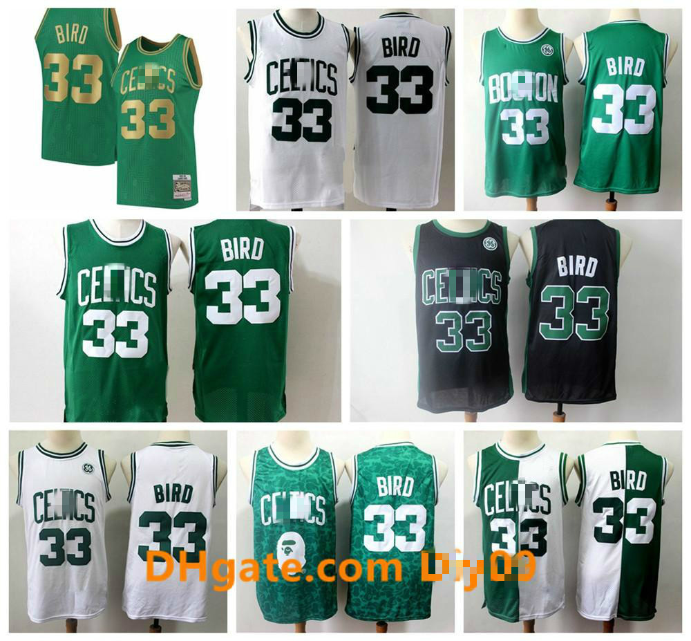 

Larry Retro Mens 33 Bird\rBoston\rCeltics\rThrowback Jersey Vintage Bird Green White Black Hardwood\rClassics Basketball Jerseys, Gray