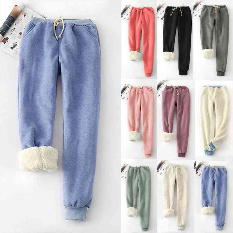 

winter fleece fashion solid color womens pants sport sweatpants casual jogging trousers women warm straight joggers s-5xl, Black;white
