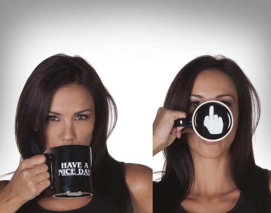 Personalized Ceramic Coffee Mug-Have A Nice Day& Middle Finger Printed, Tea Cup-image-679416789