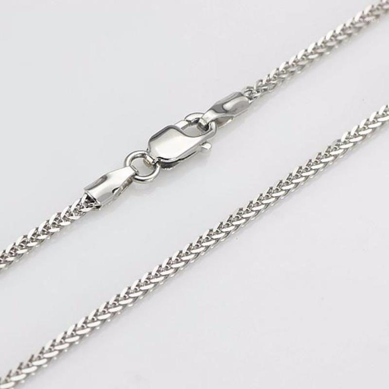 

Fine Pure Au750 White Gold Women 1.4mm W Wheat Chain Necklace Chains