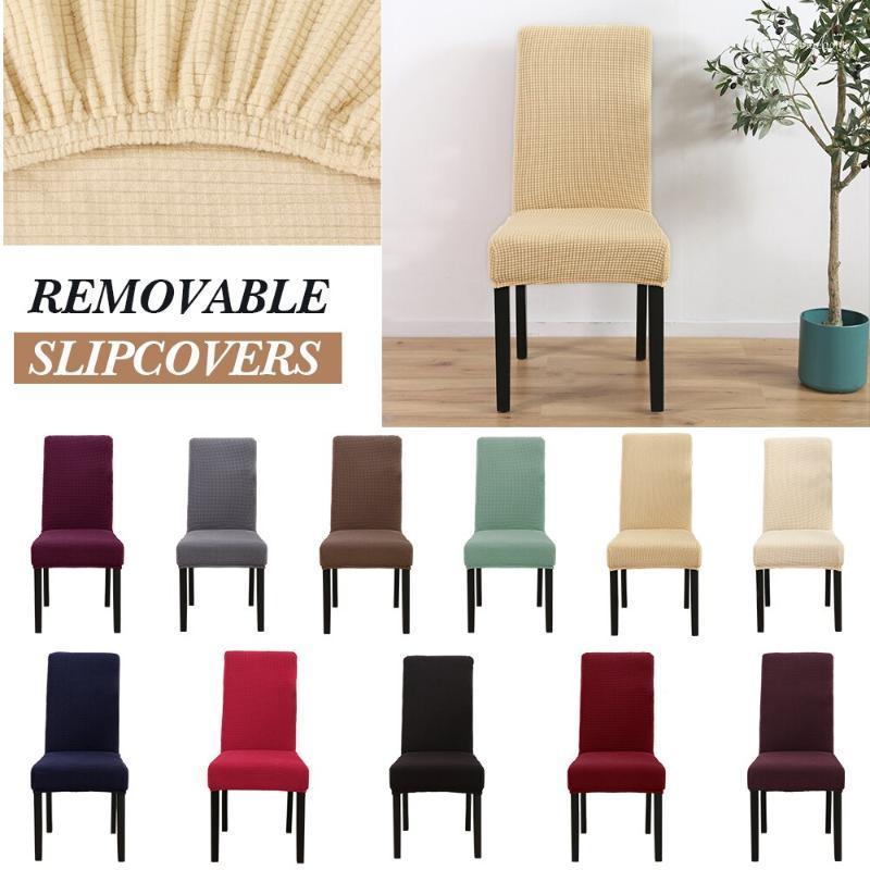

Solid Color Thicken Chair Covers Slipcovers Universal Fitting Protective Stretch Dining Home Decor