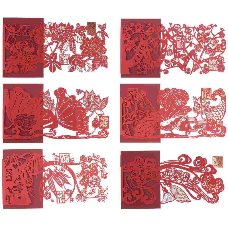

Greeting Cards 6PCS 2021 Year Spring Festival Blessing (Mixed Style)