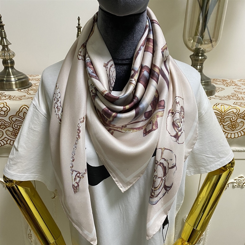 

Women's square scarf 100% twill silk material thin and soft pint letter bags pattern size 110cm - 110cm, Blue;gray
