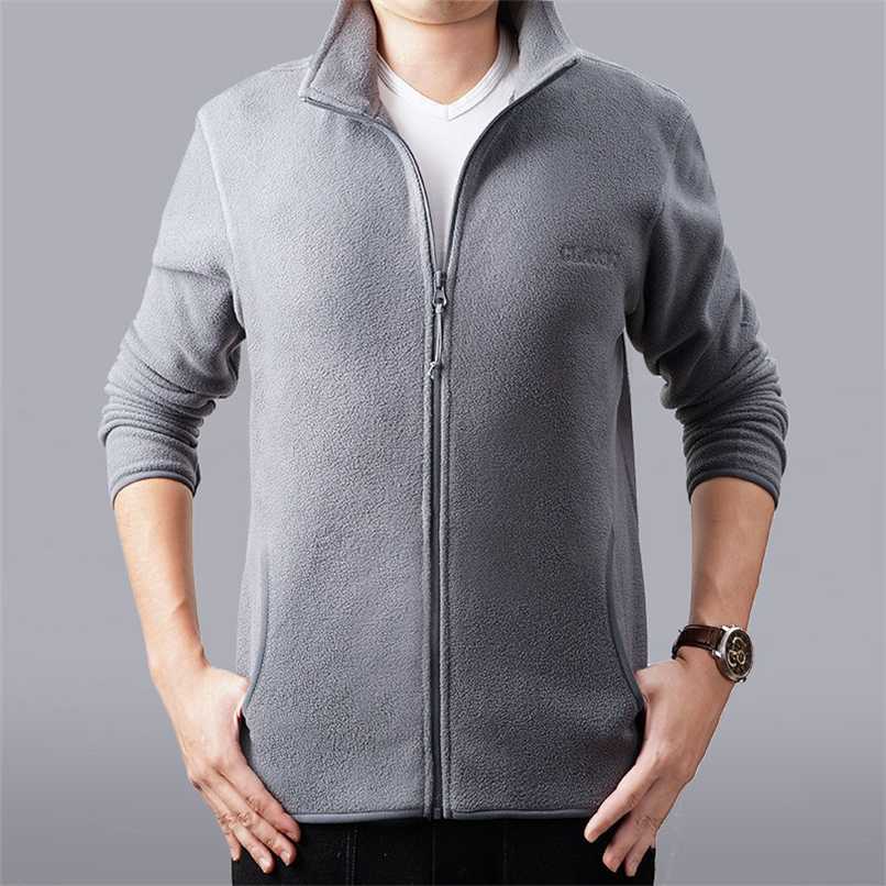 

Men's Jacket Slim Fleece Tactical Sweater Casual Turn-Down Collar Zipper Solid Jacket Male veste Warm Winter Coat men's clothing 211029, Grey zipper pocket