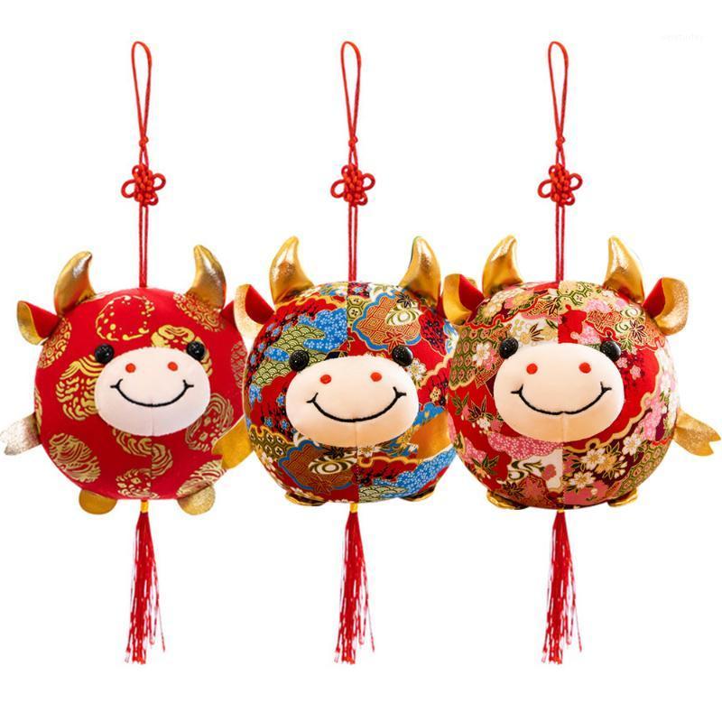 

Party Decoration Cute Mascot Zodiac Ox Cattle Plush Toys Year Chinese 8CM/12CM Red Kids Baby Gift 2021 Souvenirs Cow
