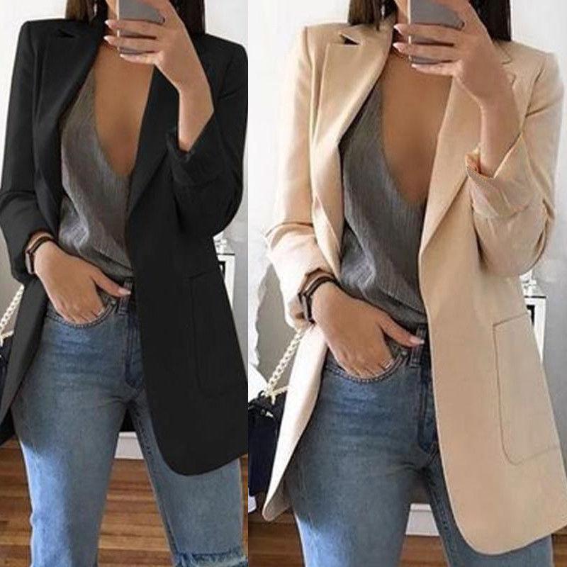 

Women' Suits & Blazers Women Slim Blazer Jacket Outwear Long Sleeve Career Formal Business Coat Casual Womens Tops, Black
