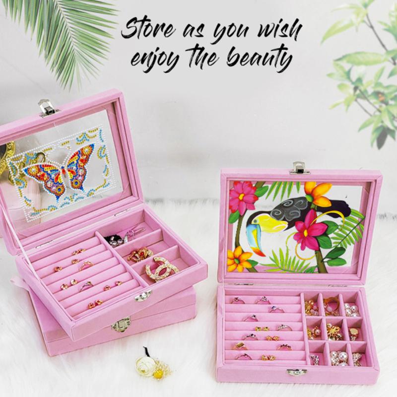

Jewelry Pouches, Bags Special Shape Diamond Painting Box Pendant Accessory Storage Organizer Case DIY Mosaic Rhinestone Handcraft Gifts