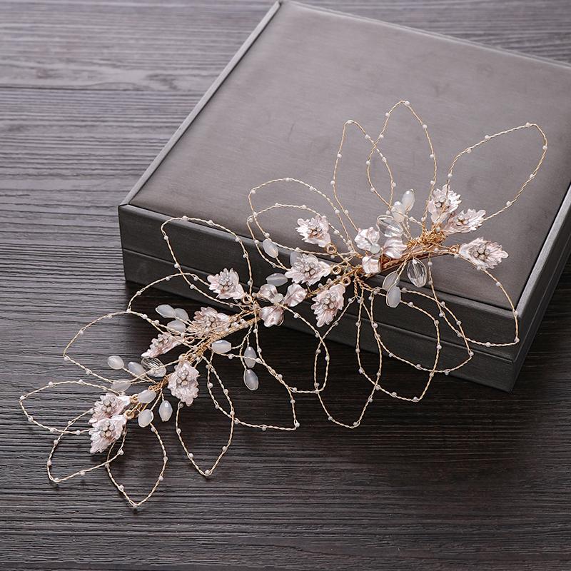 

Hair Clips & Barrettes Bridal Tiara Headband Wedding Accessories For Women Handmade Rhinestone Flower Ornaments Headpiece, Golden;silver