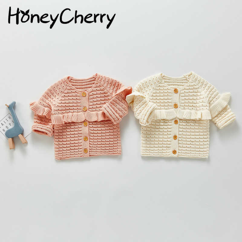 

Children baby knit cardigan jacket coat Spring and Autumn infant sweater coat baby girl clothes 210701, White apricot