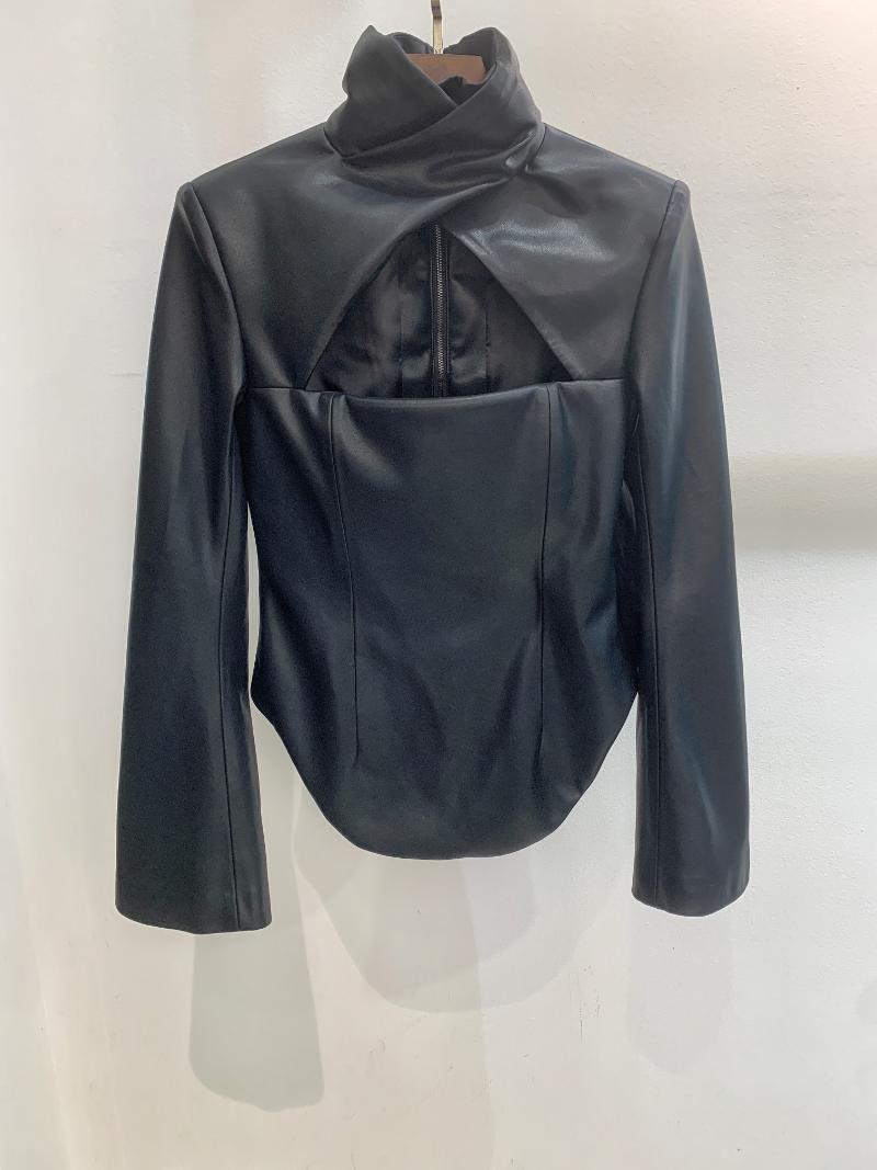 

Women's Jackets The 2021 Leather Jacket 1206, Black;brown